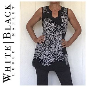 WHITE HOUSE BLACK MARKET PRINTED TUNIC TOP SIZE SMALL